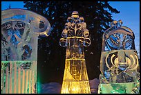 Illuminated ice sculptures, 2012 World Ice Art Championships. Fairbanks, Alaska, USA (color)