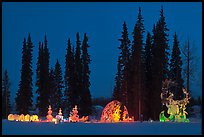 George Horner Ice Park at dusk, 2012 World Ice Art Championships. Fairbanks, Alaska, USA ( color)