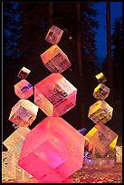 Balancing ice cubes with colored lights, 2012 Ice Alaska. Fairbanks, Alaska, USA ( color)