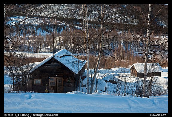 Mining camp in winter, Chatanika. Alaska, USA