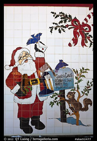 Santa Claus mural. North Pole, Alaska, USA (color)