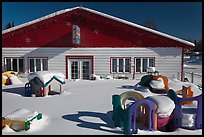 Playground in winter in front of day care. North Pole, Alaska, USA ( color)