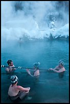 People with frozen hair relaxing in hot springs. Chena Hot Springs, Alaska, USA (color)