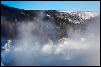 Pool, steam, and resort in winter. Chena Hot Springs, Alaska, USA