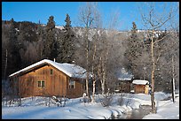 Resort cabins in winter. Chena Hot Springs, Alaska, USA ( color)