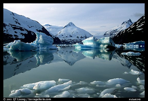 Portage Lake with icebergs. Alaska, USA