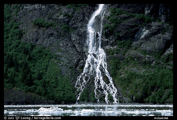 Waterfall dropping into the sea. Prince William Sound, Alaska, USA (color)