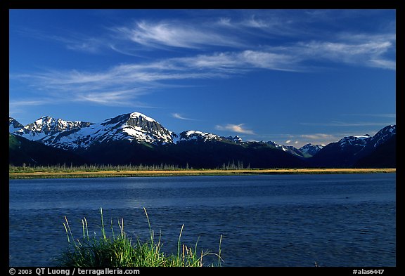 Mountains and Turnagain Arm near Portage. Alaska, USA