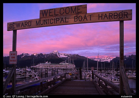 Seward harbor at sunset. Seward, Alaska, USA (color)