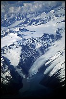 Aerial view of Glaciers and Fjords in Prince William Sound. Prince William Sound, Alaska, USA (color)