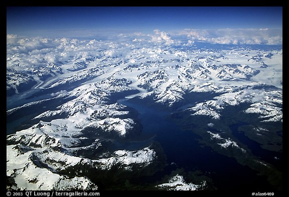 Aerial view of Glaciers in Prince William Sound. Prince William Sound, Alaska, USA
