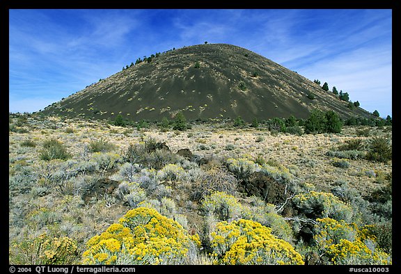 Cinder cone and sage,  Lava Beds National Monument. California, USA