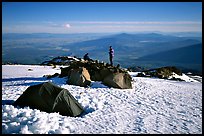 Mountaineers camping on the slopes of Mt Shasta. California, USA ( color)