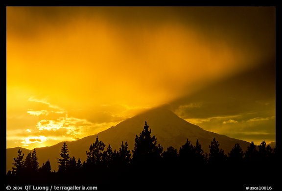 Last sun rays over  Mount Shasta. California, USA (color)