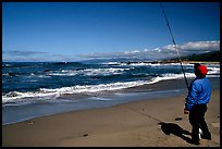 Fisherman, Bean Hollow State Beach. San Mateo County, California, USA ( color)
