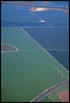 Aerial view of marsh patches in the South Bay. Redwood City,  California, USA
