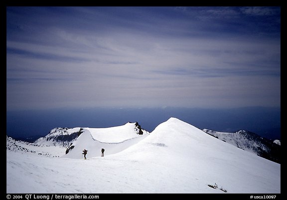 Climbers on the Green Ridge of Mount Shasta. California, USA (color)