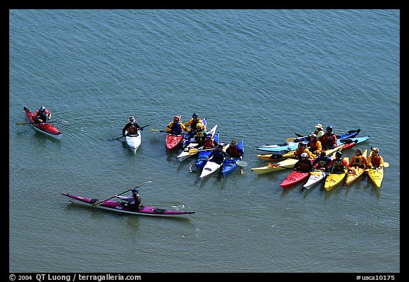 Sea Kayaking class, Pillar Point Harbor. Half Moon Bay, California, USA (color)