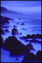 Rocks and surf at Blue hour, dusk, Garapata State Park. Big Sur, California, USA (color)