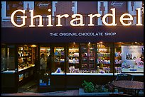 Ghirardelli chocolate store at dusk, Ghirardelli Square. San Francisco, California, USA