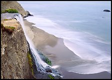 Alamere Falls, beach, and surf. Point Reyes National Seashore, California, USA ( color)