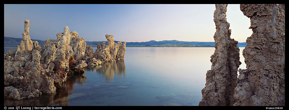 Lake scenery with Tufa towers. Mono Lake, California, USA (color)