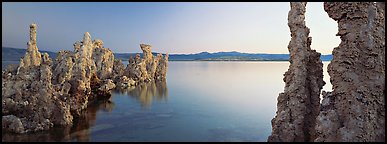 Lake scenery with Tufa towers. Mono Lake, California, USA (Panoramic color)