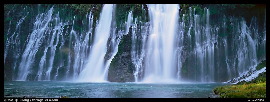 Wide waterfall, Burney Falls State Park. California, USA