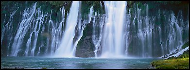 Wide waterfall, Burney Falls State Park. California, USA (Panoramic color)