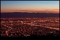 Lights of Silicon Valley at dusk. San Jose, California, USA (color)