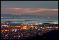 South end of the Bay with city lights at dusk. San Jose, California, USA ( color)