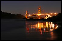 Golden Gate bridge at night from Baker Beach. San Francisco, California, USA ( color)