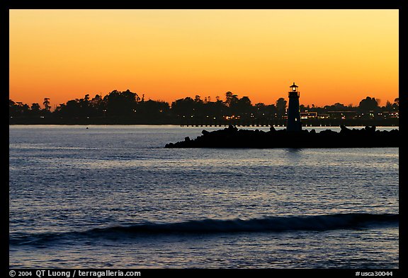 Lighthouse at sunset. Santa Cruz, California, USA (color)