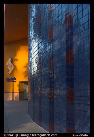 Tech Museum of Innovation entrance, late afternoon. San Jose, California, USA (color)