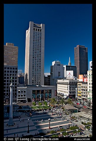 Union Square, the heart of the city's shopping district, afternoon. San Francisco, California, USA (color)