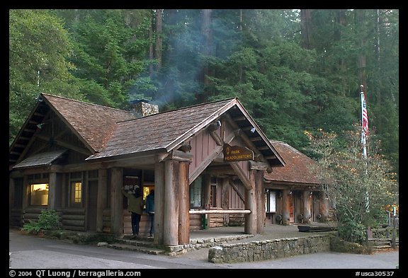 Visitor center, late afternoon. Big Basin Redwoods State Park,  California, USA (color)