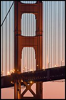 Golden Gate Bridge pillar,  sunset. San Francisco, California, USA ( color)