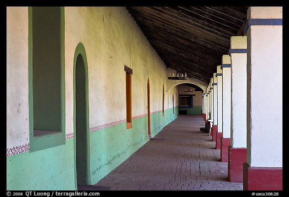 Corridor, Mission San Miguel Arcangel. California, USA