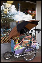 Homeless cart next to a pet store on  Santa Cruz avenue. Menlo Park,  California, USA ( color)