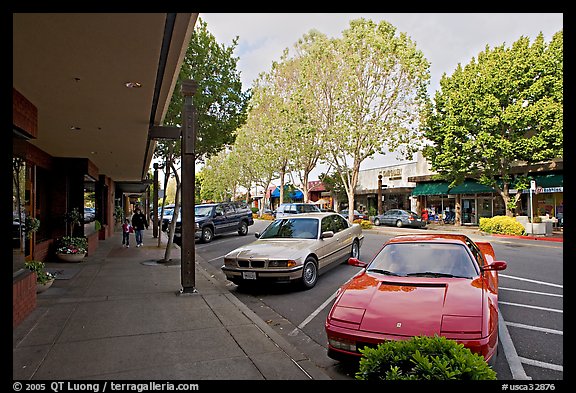 Ferarri on Santa Cruz avenue. Menlo Park,  California, USA (color)