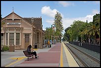 Waiting at the Menlo Park historical train station. Menlo Park,  California, USA ( color)