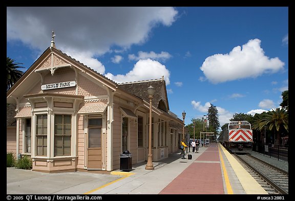 Train station in victorian style. Menlo Park,  California, USA (color)