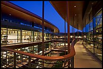 Newly constructed James Clark Center, dusk. Stanford University, California, USA (color)