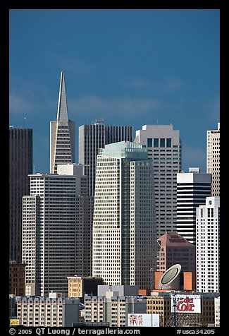 Financial district skyline with Museum of Modern Art building, afternoon. San Francisco, California, USA