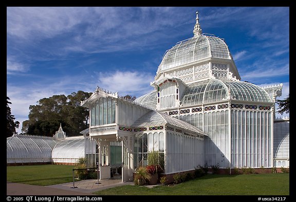Facade of the renovated Conservatory of Flowers. San Francisco, California, USA (color)