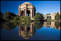 Palace of Fine Arts reflected in lagoon, morning. San Francisco, California, USA
