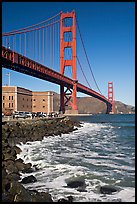 Three-story Fort Point below the Golden Gate Bridge. San Francisco, California, USA