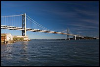 Pier, Oakland Bay Bridge, and Yerba Buena Island, early morning. San Francisco, California, USA (color)
