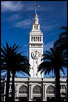 Clock tower of the Ferry building, modeled after the  Seville Cathedral. San Francisco, California, USA