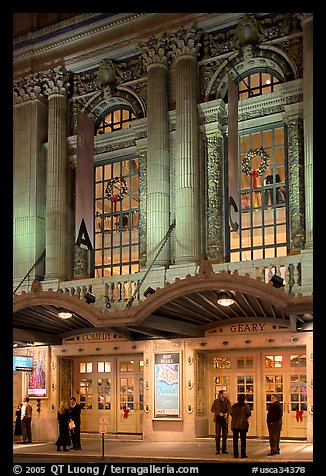 Geary Theatre at night. San Francisco, California, USA (color)